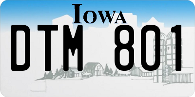 IA license plate DTM801