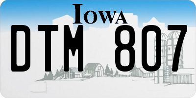 IA license plate DTM807