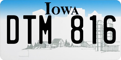 IA license plate DTM816