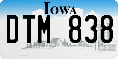 IA license plate DTM838