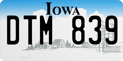 IA license plate DTM839