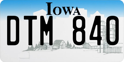 IA license plate DTM840