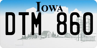 IA license plate DTM860