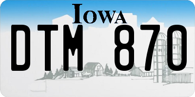 IA license plate DTM870