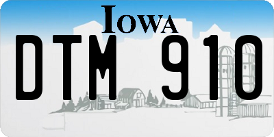 IA license plate DTM910