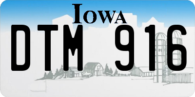 IA license plate DTM916