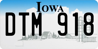 IA license plate DTM918