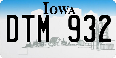IA license plate DTM932