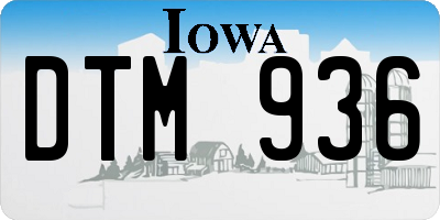 IA license plate DTM936