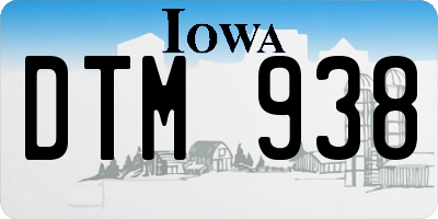 IA license plate DTM938