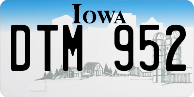 IA license plate DTM952