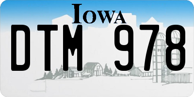 IA license plate DTM978
