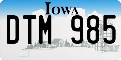 IA license plate DTM985
