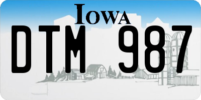 IA license plate DTM987