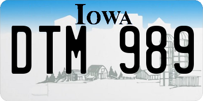 IA license plate DTM989