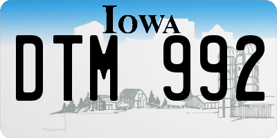 IA license plate DTM992