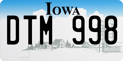 IA license plate DTM998