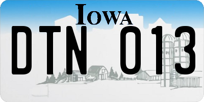 IA license plate DTN013