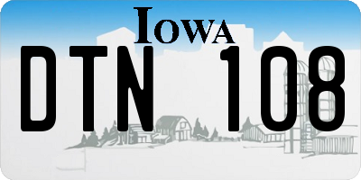 IA license plate DTN108