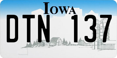 IA license plate DTN137