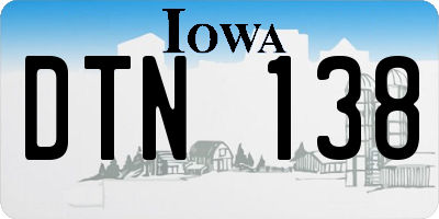 IA license plate DTN138
