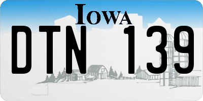 IA license plate DTN139