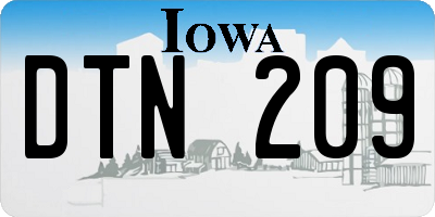 IA license plate DTN209