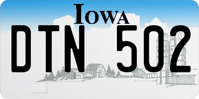 IA license plate DTN502