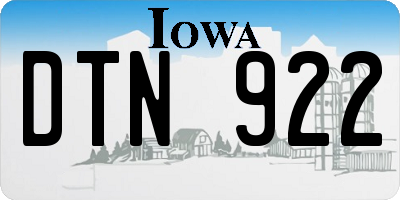 IA license plate DTN922