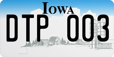 IA license plate DTP003