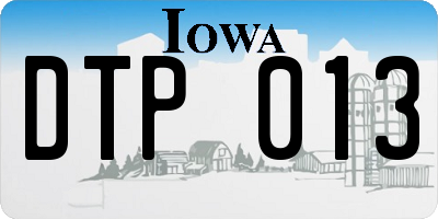 IA license plate DTP013