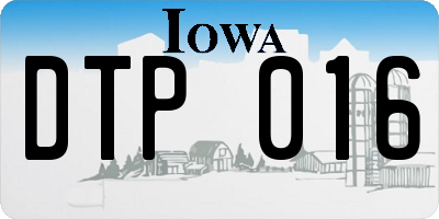 IA license plate DTP016