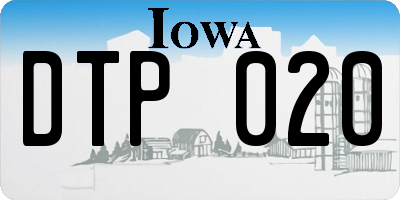 IA license plate DTP020