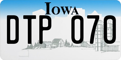 IA license plate DTP070