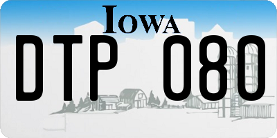 IA license plate DTP080