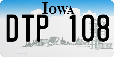 IA license plate DTP108