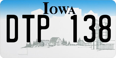 IA license plate DTP138