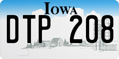 IA license plate DTP208