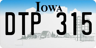 IA license plate DTP315