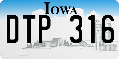 IA license plate DTP316
