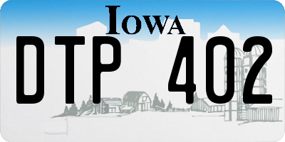 IA license plate DTP402