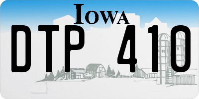 IA license plate DTP410