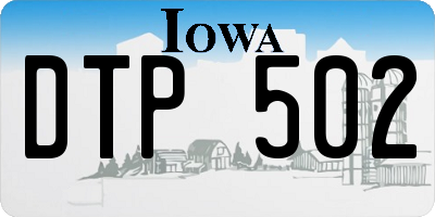 IA license plate DTP502