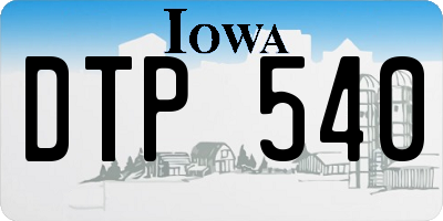 IA license plate DTP540