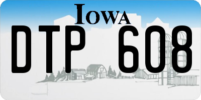 IA license plate DTP608