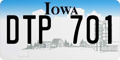 IA license plate DTP701