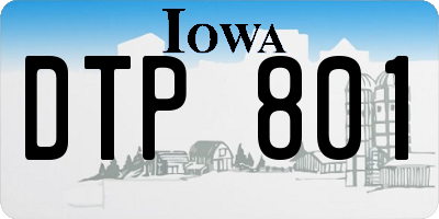 IA license plate DTP801