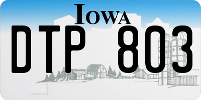 IA license plate DTP803