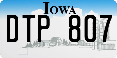 IA license plate DTP807