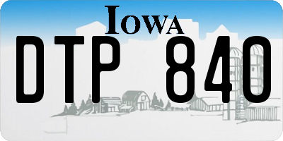 IA license plate DTP840